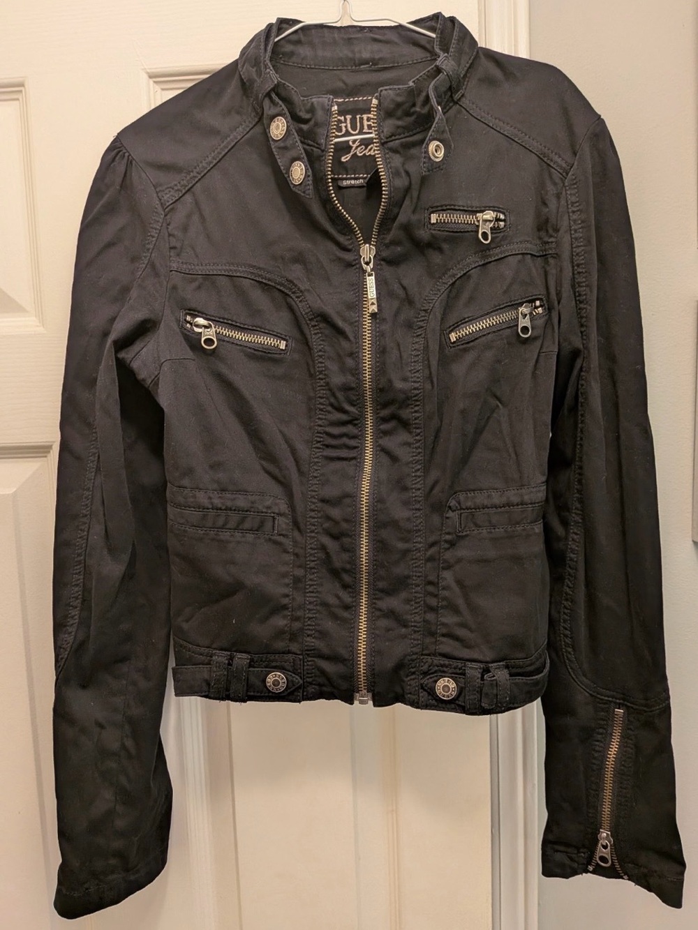 Guess Women's Black Zip-Front Utility Jacket